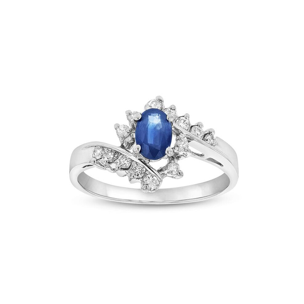 Photos - Ring 0.75 CTW Diamond & Sapphire , 14K Gold - Size 4.5