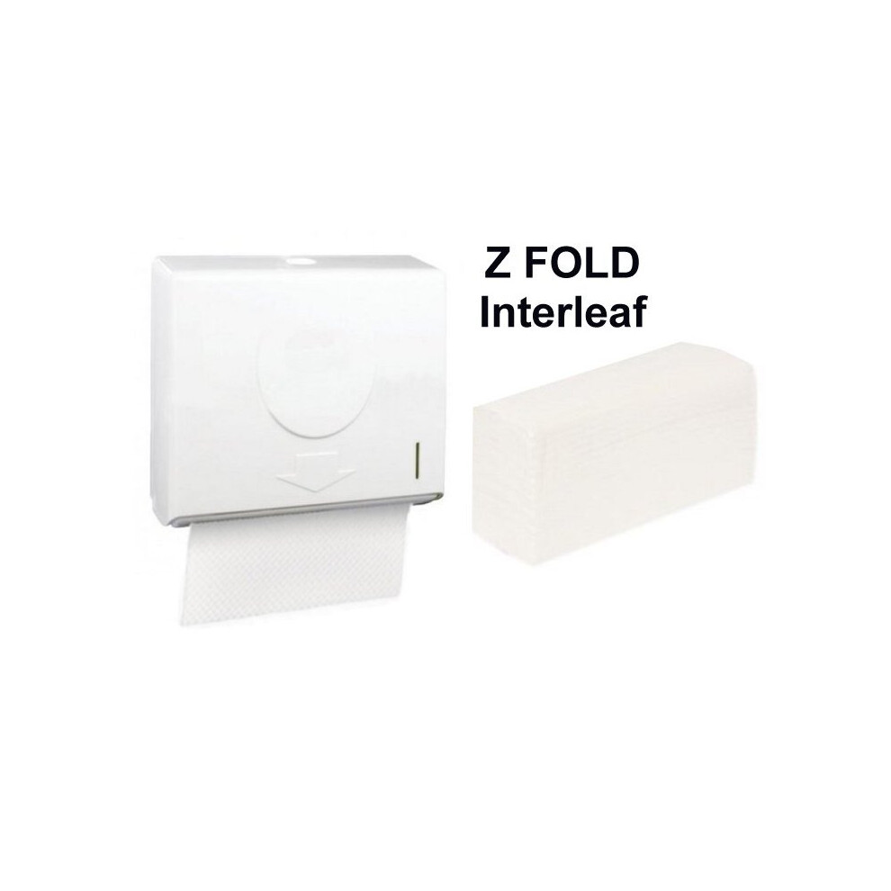 Z Fold Dispenser PACK WHITE 2ply Paper hand Towels ABS Lockable Wall