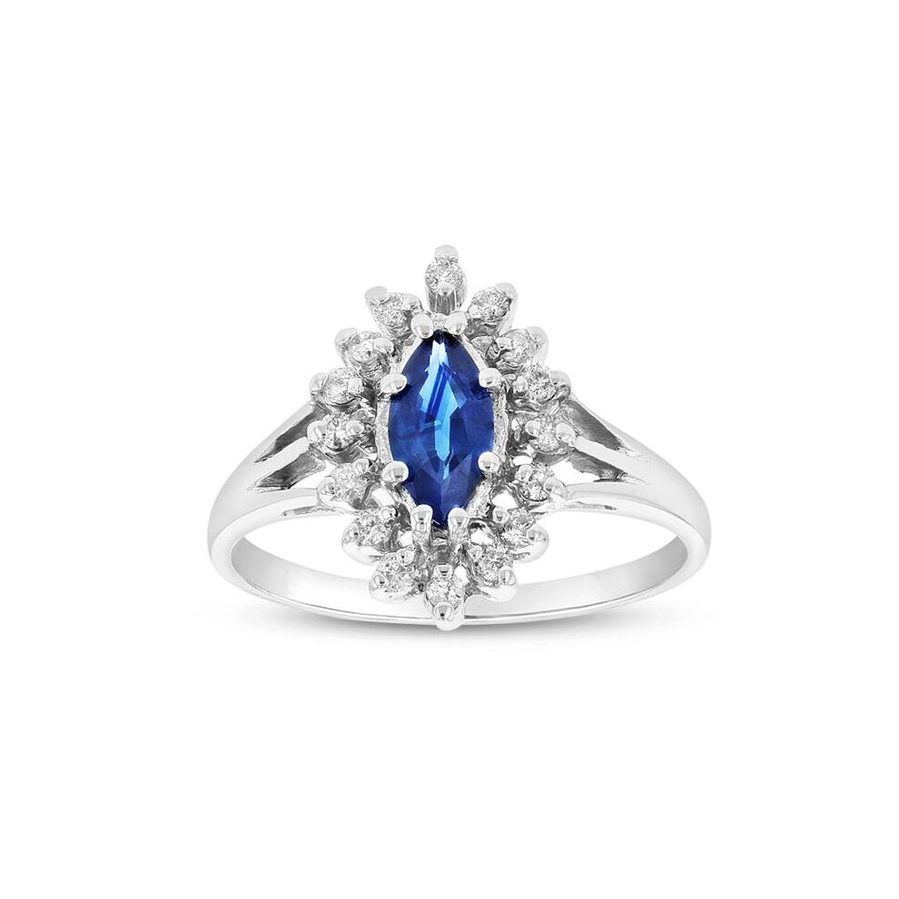Photos - Ring 0.20 CTW Diamond & Sapphire , 14K Gold - Size 7