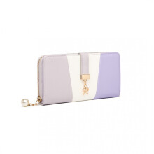 (Purple) Tri Colour Women'S Leather Look Purse