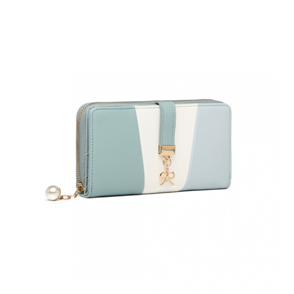 Miss Lulu (Light Blue) Tri Colour Women's Leather Look Purse Blue,Multicoloured