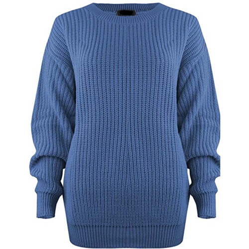 Dark Blue UK 12 14 New Ladies Women s Chunky Thick Baggy Jumper Knitted Sweater Over Sized UK Size 8 18 on OnBuy