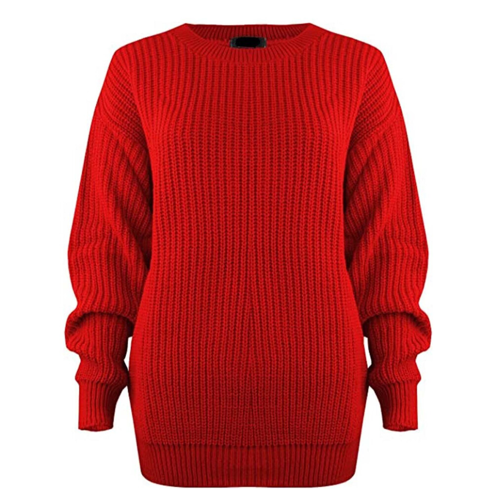 Red UK 12 14 New Ladies Women s Chunky Thick Baggy Jumper Knitted Sweater Over Sized UK Size 8 18 on OnBuy