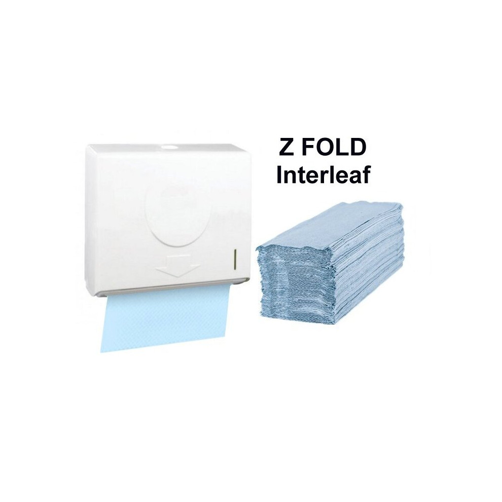 Z Fold Dispenser + 1 PACK BLUE 1ply Paper hand Towels Compact ABS Lockable Wall