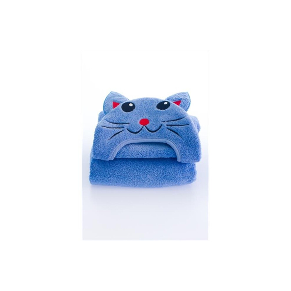 Toddler Cat Hooded Turkish Towel - 2 Years-5 Years Blue Mama'sboy