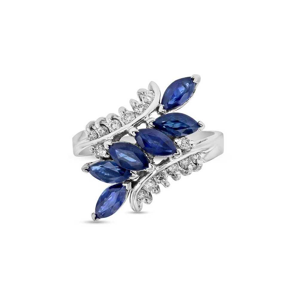 Photos - Ring 0.025 CTW Diamond & Sapphire , 14K Gold - Size 8.5