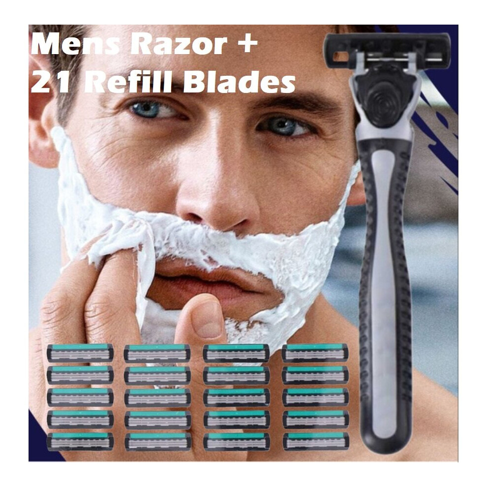 21Pcs Razor Blades Mens Shaving Shave Everyday Use Hygiene 3 Blades Disposable-image-OPC-PB7Q2HS-NEW