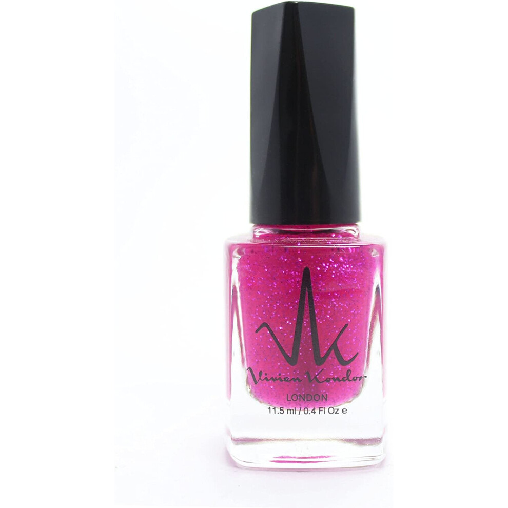 Vivien Kondor London (Pink Glitter ) Nail Polish Lasting Finish