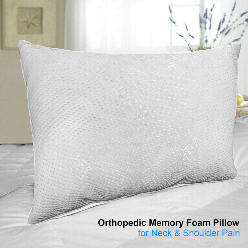 (Memory Foam 1 x Pillow) Stipe Pillows Pair Memory Form Pillow Pillowcases