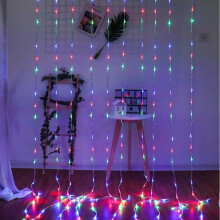 (3X3M, Colourful) 3X2M 3X3M LED Meteor Shower Rain Light Wedding Christmas Fairy Light Garland