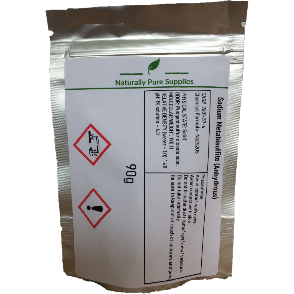 Naturally Pure Supplies Sodium Metabisulphite Equipment Sterilising / Preservative E223- 90G