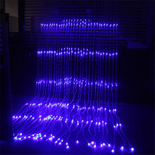 (3X2M, Blue) Flow Waterfall Window Curtain String Light Wedding Christmas Fairy Light Garland
