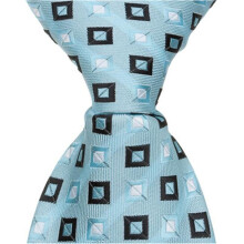 B14 - 6 in. Newborn Zipper Necktie - Blue With Squares