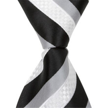 X2 - 9.5 in. Zipper Necktie - Black, White, & Grey Stripes, 6 to 18 Month