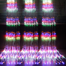 (3X2M, Colourful) 3X2M 3X3M LED Meteor Shower Rain Light Wedding Christmas Fairy Light Garland