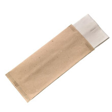 4.3 x 10 in. Cutlery Paper Bag with White Napkin, Cream