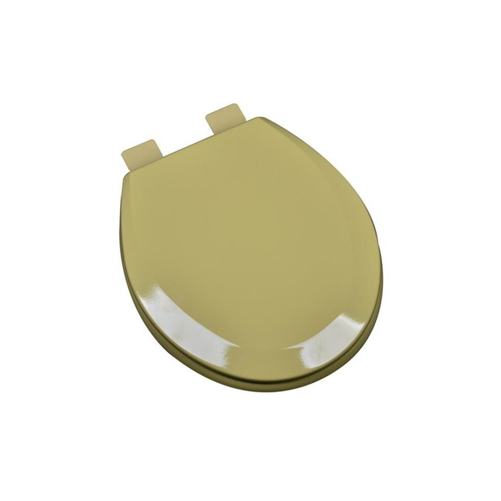 Premium Molded Round Wood Toilet Seat, Harvest Gold