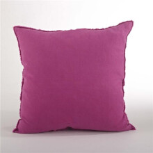 SARO 20 in. Square Fringed Design Linen Down Filled Pillow - Fuchsia