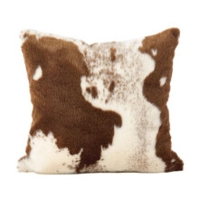 SARO  18 in. Square Urban Faux Cowhide Poly Filled Throw Pillow  Brown