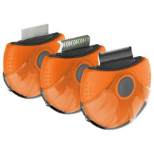 Axler Triple Rotating Rake Deshedder & Dematting Grooming Pet Comb, Orange - One Size