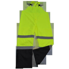 Bib Rain Pants Ansi Class E Two Tone 300D Oxford - Pu Coating Waterproof, Lime & Black - 4X