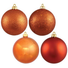 6 in. Burnish Orange Ball Christmas Ornament with Drilled 4 per Bag