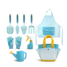 (Blue A) 9pcs Kids Gardening Tools Set Outdoor Planting Toy Kit With Storage Bag