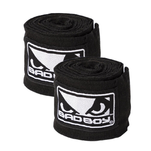 BAD BOY COTTON BOXING HAND WRAPS 4.5M - BLACK