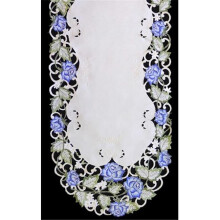 H7538-B Victorian Rose & Blue Round Doily, 12 in.