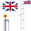 7.5M 25FT UK Flags Aluminium Pole Set Telescopic w/Gold Ball,Flagpole 9