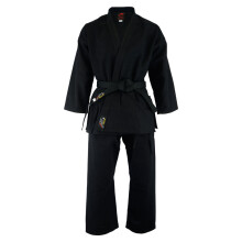 (2/150 cm) PLAYWELL KIDS KARATE DELUXE SILVER BRAND SUIT - BLACK - 10OZ
