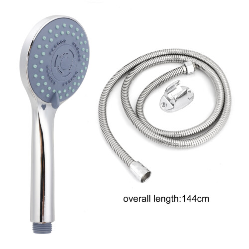 Shower Head Set Universal Chrome Multi Function with 5 Spray Modes, Anti-Limescale ABS, 1.5m Stainless Steel Hose & Wall Bracket 1