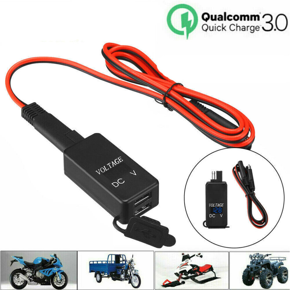 9-24V Motorcycle Motorbike Phone Charger Dual USB Fast Charging Socket