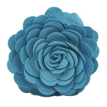 SARO 13 in. Everyday Round Circular Multicolor Flower Decorative Throw Pillow - Teal