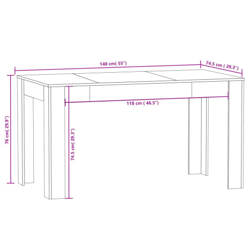 VidaXL (grey sonoma) vidaXL Dining Table Kitchen Dinner Table Dining Room Table Engineered Wood 1