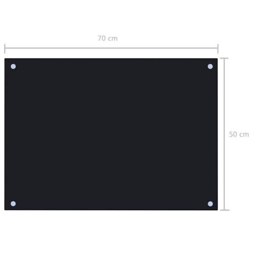 VidaXL vidaXL Kitchen Backsplash Kitchen Wall Panel Black 70 x 50 cm Tempered Glass 1