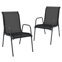 (2) vidaXL Garden Chairs Dining Chair Outdoor Chair Steel and Textilene Black
