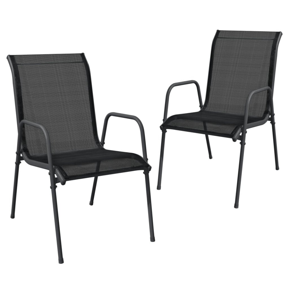 (2) vidaXL 2/4/6x Garden Chairs Steel and Textilene Black Seat Outdoor Furniture