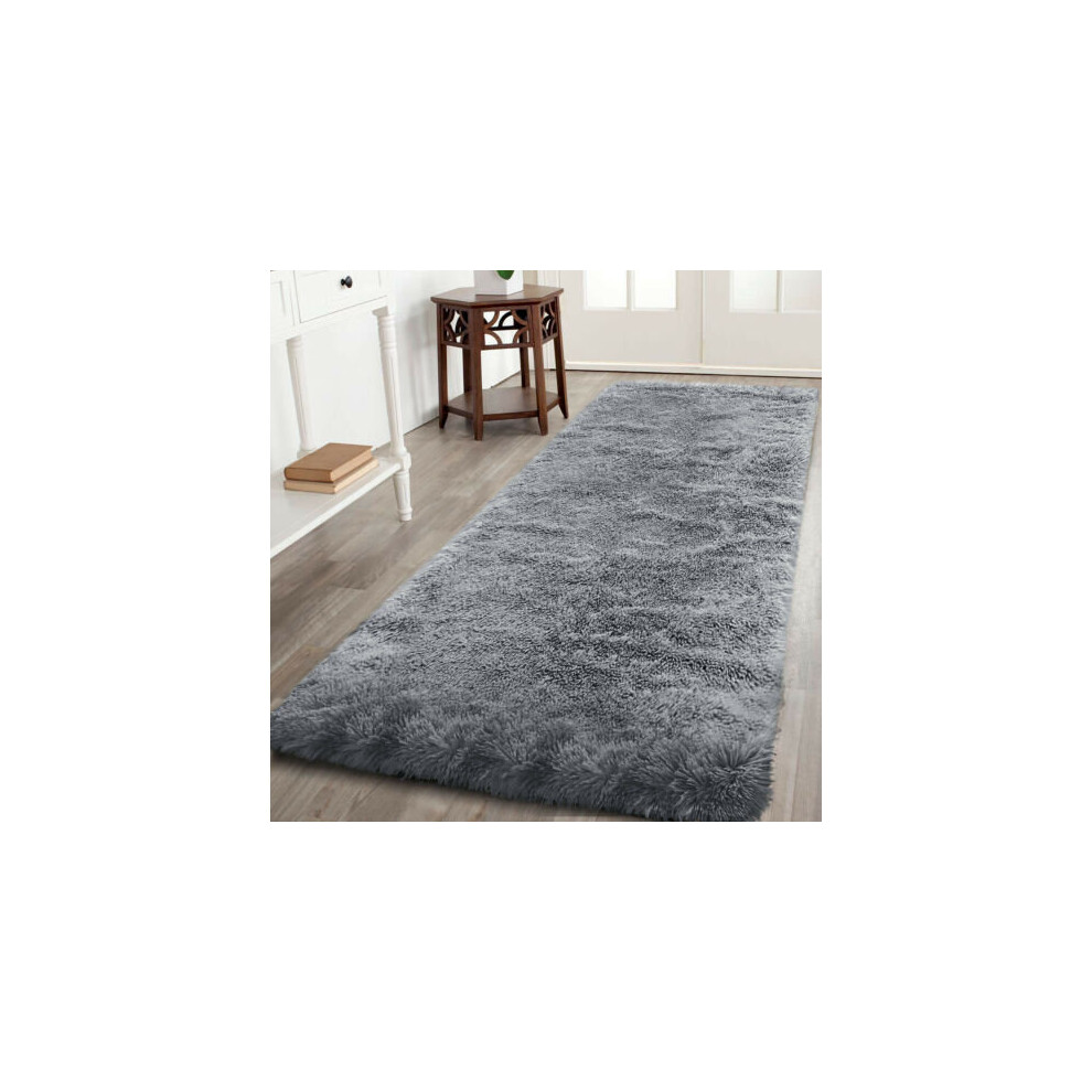 (Grey, 60X220 CM RUNNER RUG) Non-Slip Rugs Shaggy Area Rug Runner Carpet Mat