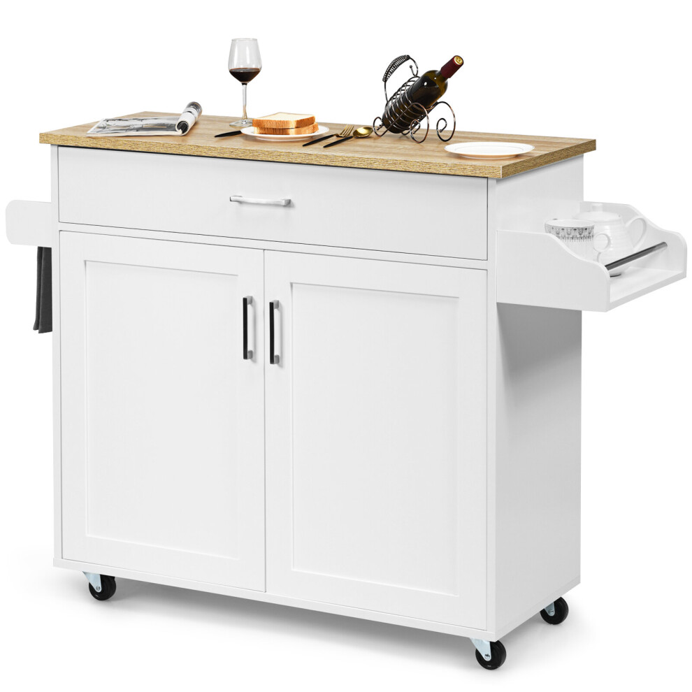 Kitchen Island Storage Trolley Rolling Cart Shelves Cupboard Cabinet