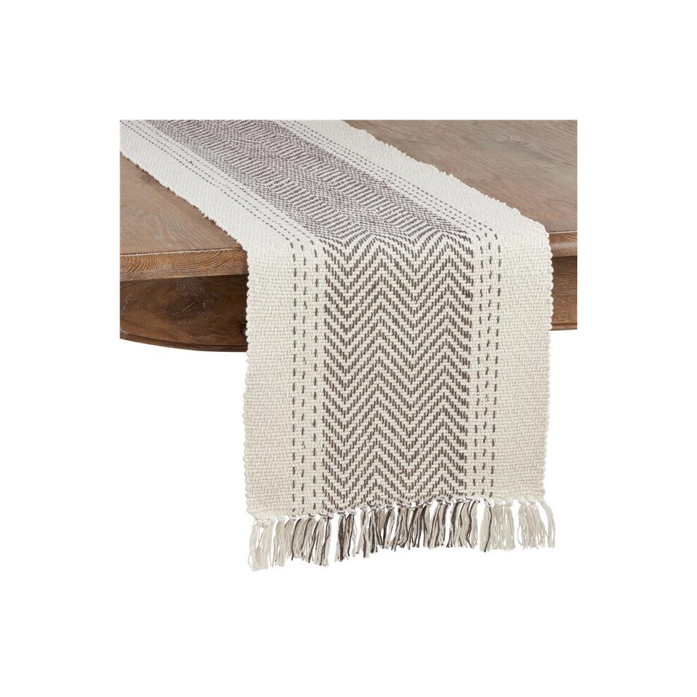 16 x 108 in. Kantha Stitch Oblong Table Runner, Gray-image-OPC-PB7RDSH-NEW