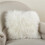 SARO  20 in. Square Wool Mongolian Lamb Fur Throw Pillow  Ivory 1
