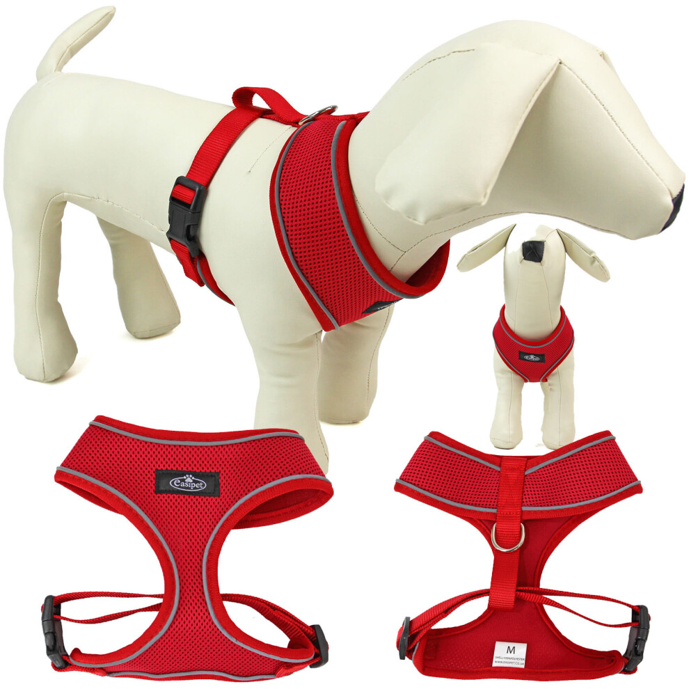 Dog Harness Mesh Breathable Adjustable Reflective Red M Easipet