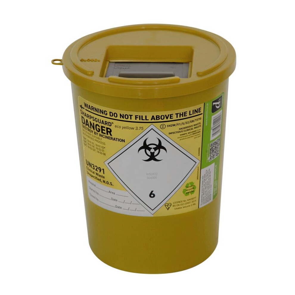 Sharpsguard 3.75Ltr Eco Yellow Sharps Disposal Bin