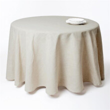 SARO  108 in. Round Toscana Natural Round Tablecloth - Natural