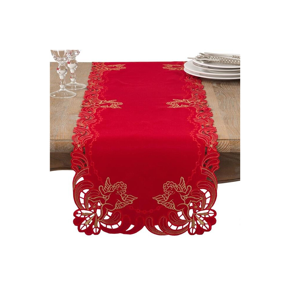 15 x 54 in. Embroidered Cupid Design Table Runner, Red-image-OPC-PB7RFW9-NEW