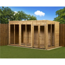 Empire Pent Summerhouse Shiplap Tongue & Groove 12X6 Double Door With Windows