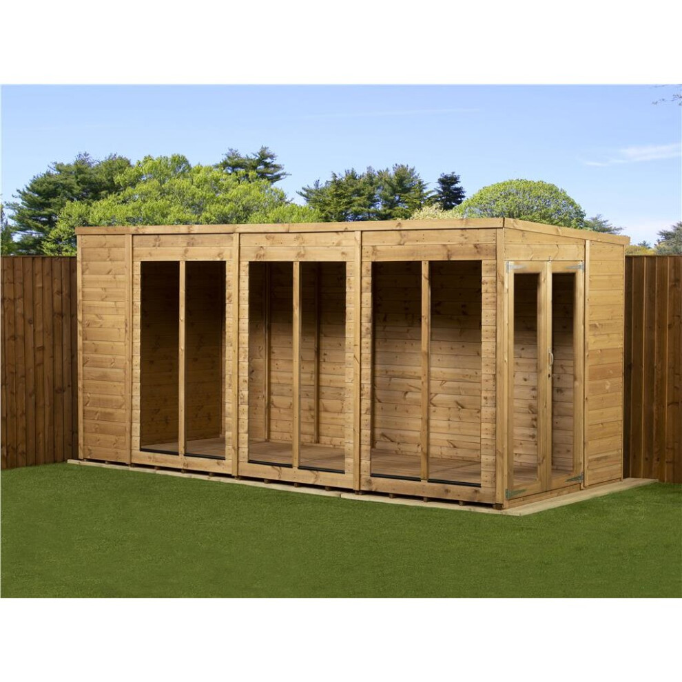 Empire Pent Summerhouse Shiplap Tongue & Groove 14X6 Double Door With Windows