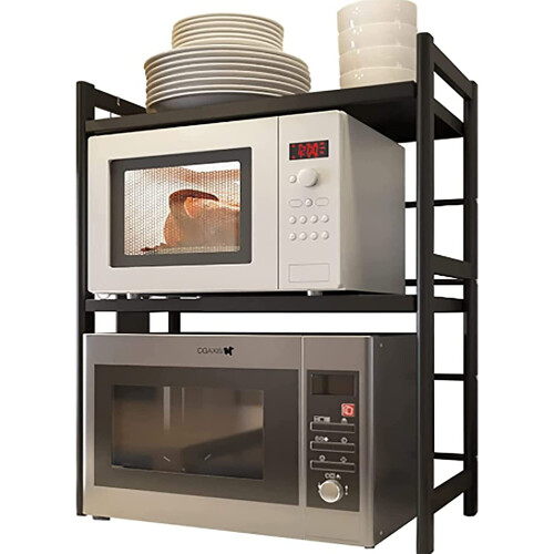 2 Tier Heavy Duty Extendable Microwave Oven Stand Shelf Kitchen Organiser Tidy 1
