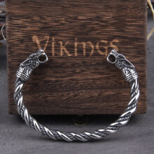 (Silver Loose twist) Odin Norse Viking Bracelet - Fashion Gothic Real Stainless Steel Jewellery - Celtic Style Jewellery
